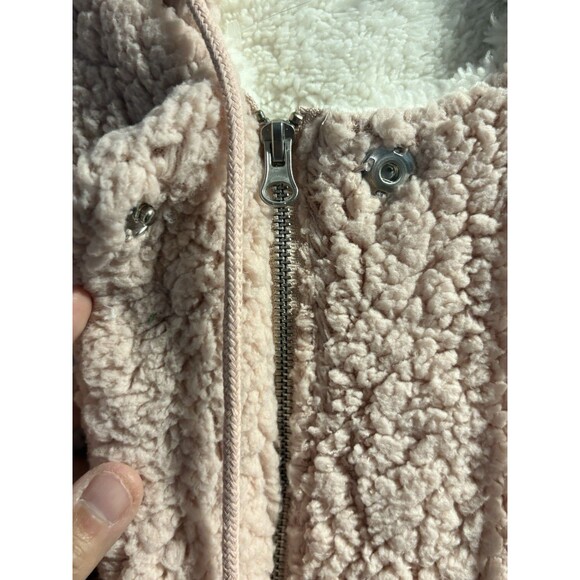 C&C California Medium Sherpa Fleece Jacket Pink Soft Teddy Snap Zip Front Coat - Picture 3 of 6